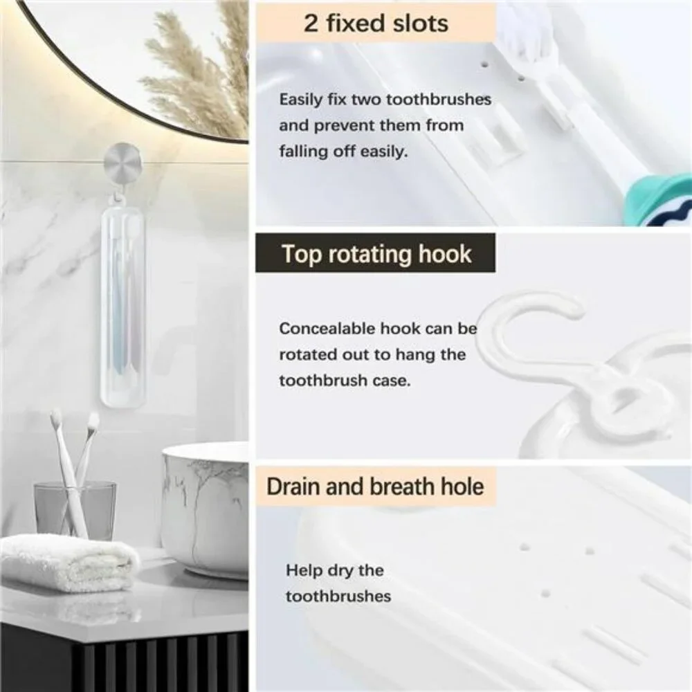 Toothbrush travel case holder set portable container for manual toothbrushes